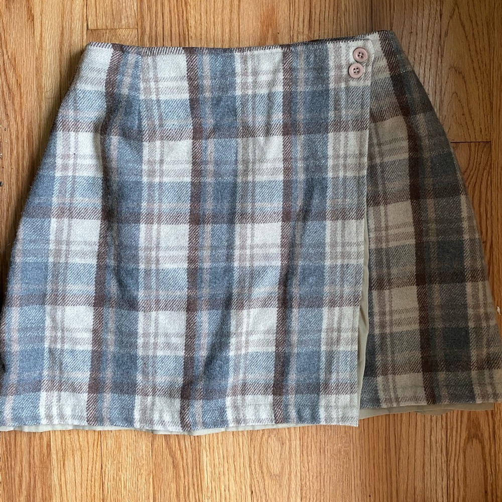 VINTAGE plaid wool mini skirt